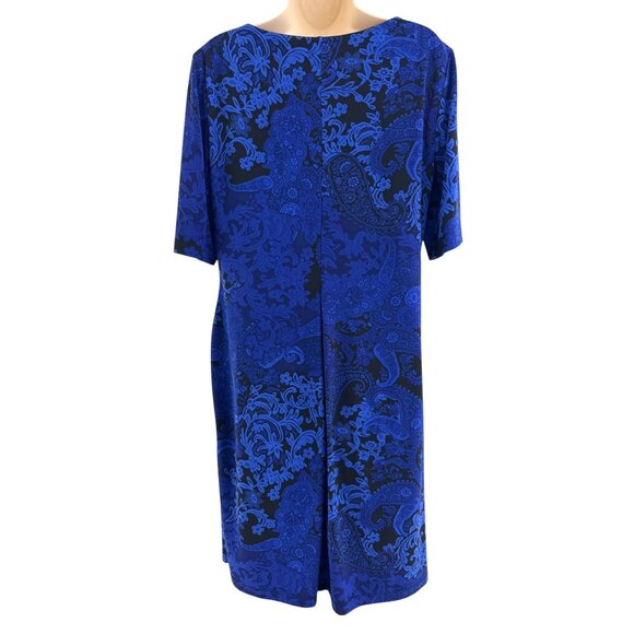 Anne Klein Valentina Violet Blue Paisley Print Sheath Dress Size 14 All-Season - Picture 3 of 7